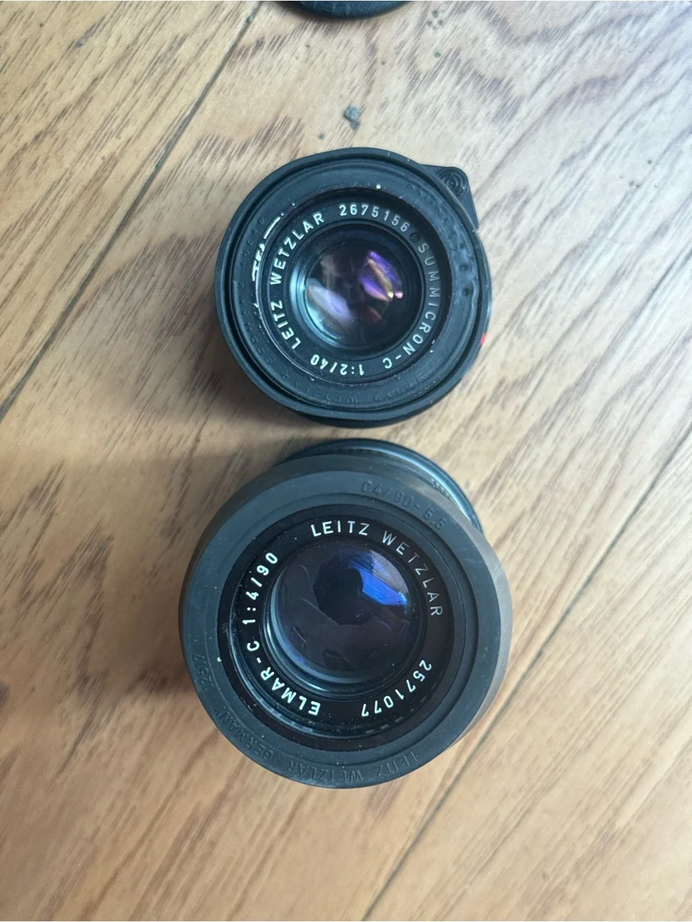 Leica 90mm 4, 40mm 2 Manual Camera Lenses SET CL C MOUNT vintage lens